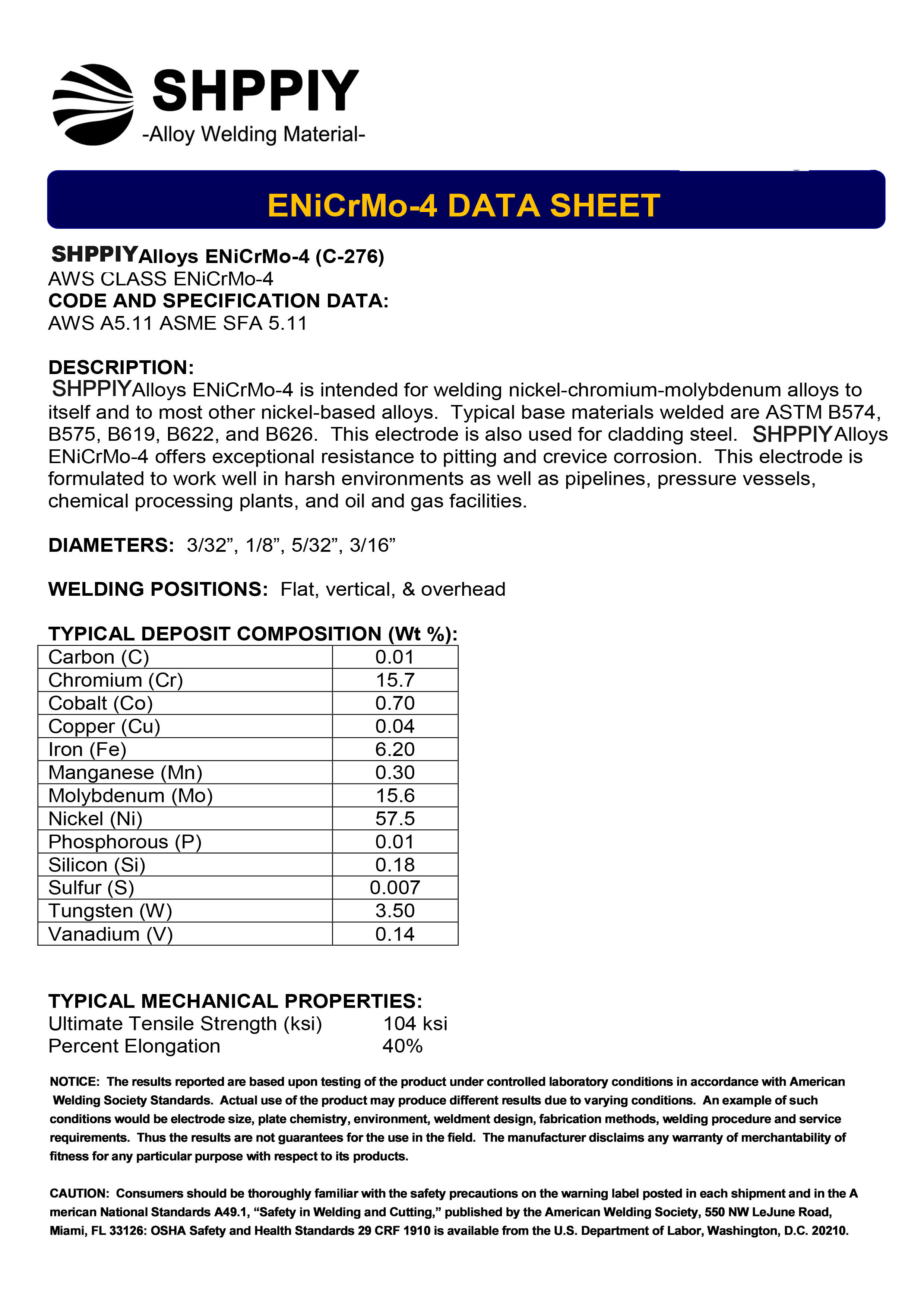 ENiCrMo-4/C276