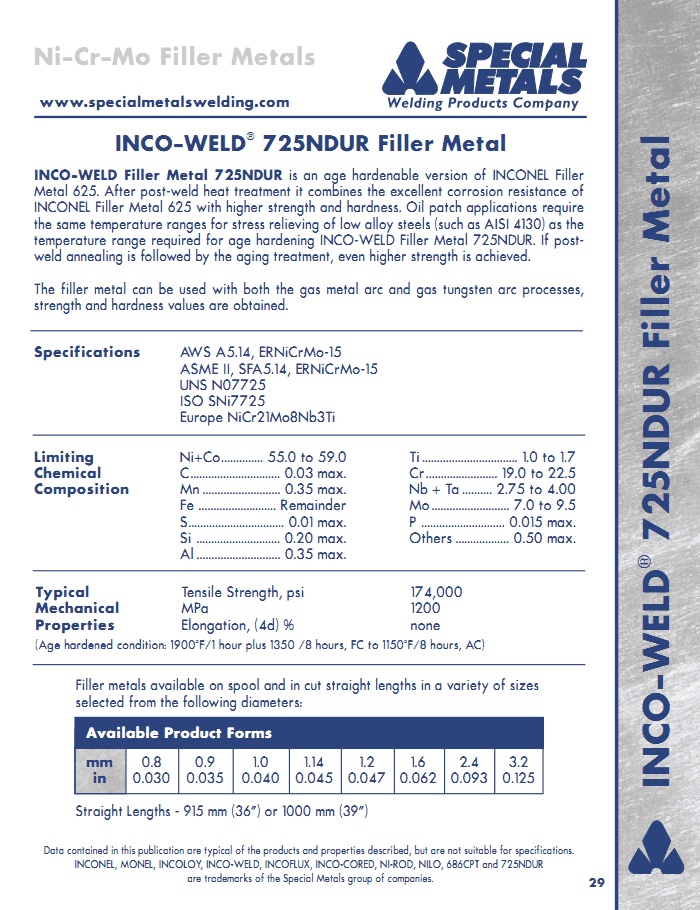 INCO-WELD 725NDUR˿