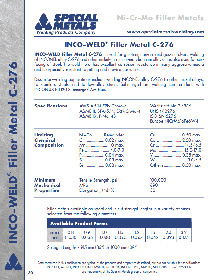 INCO-WELD C-276 ˿